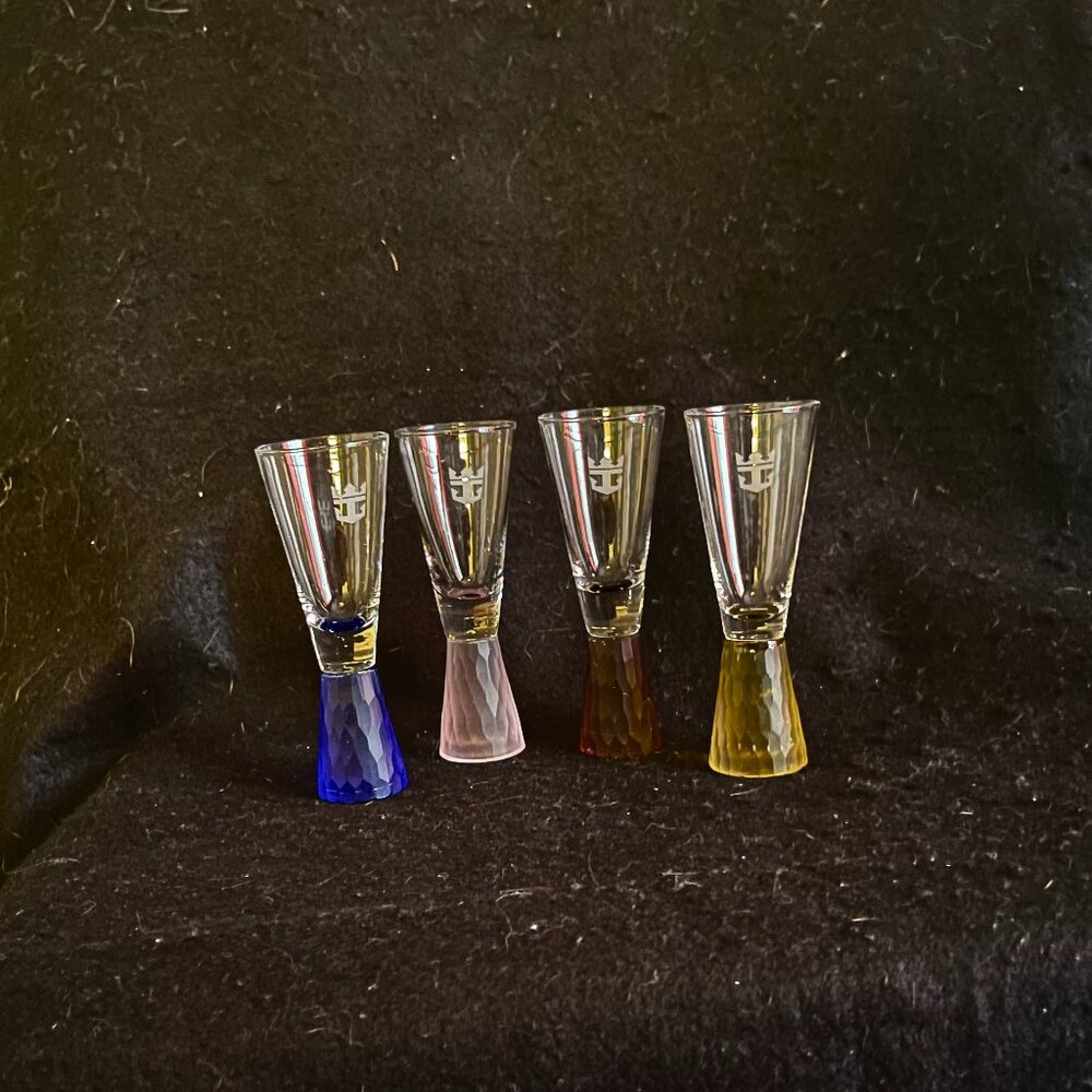 4 - Vintage Royal Caribbean Cruise Line Pedestal Shot Glasses
